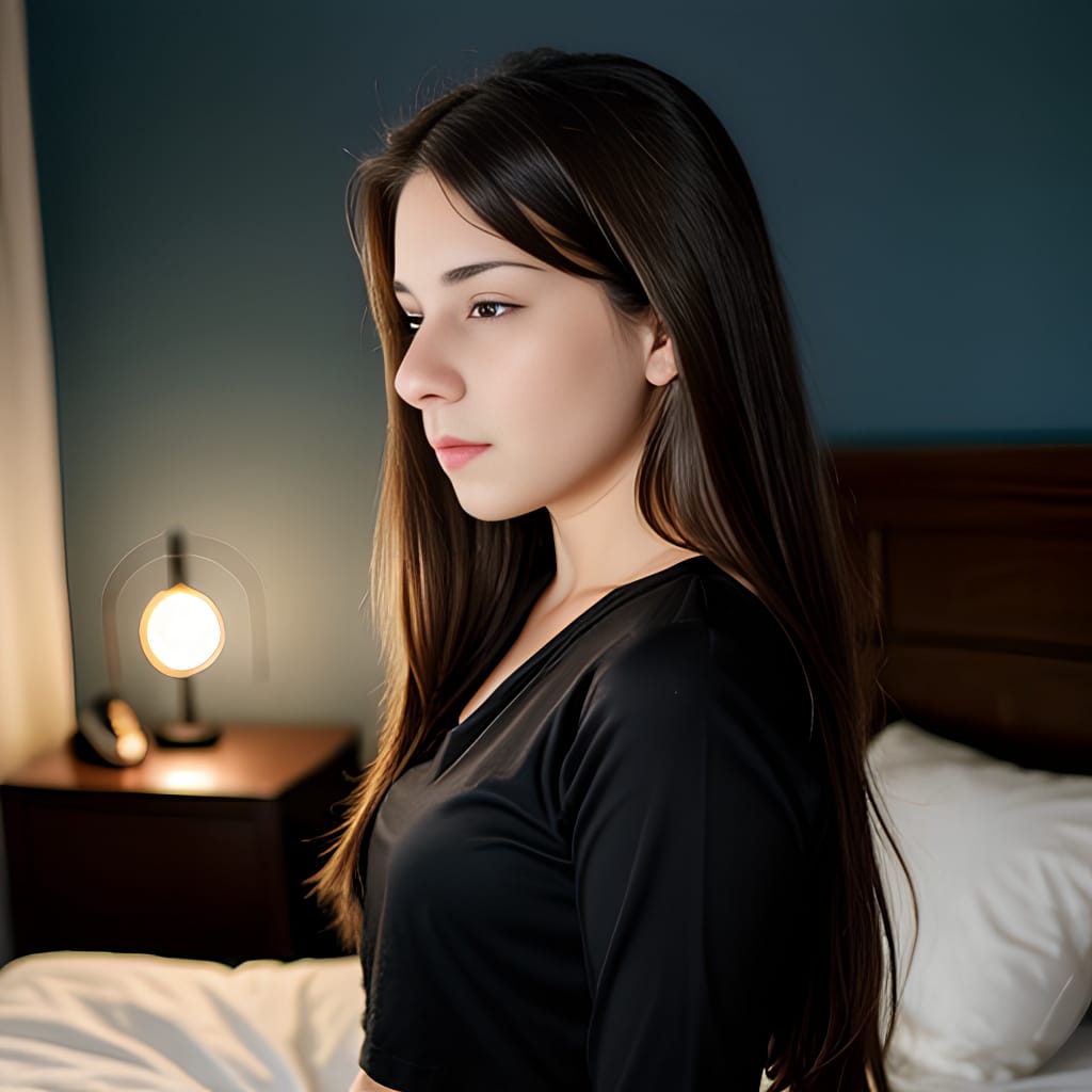 dark lighting woman front mini skirt bedroom brunette dark lighting long hair middle eastern