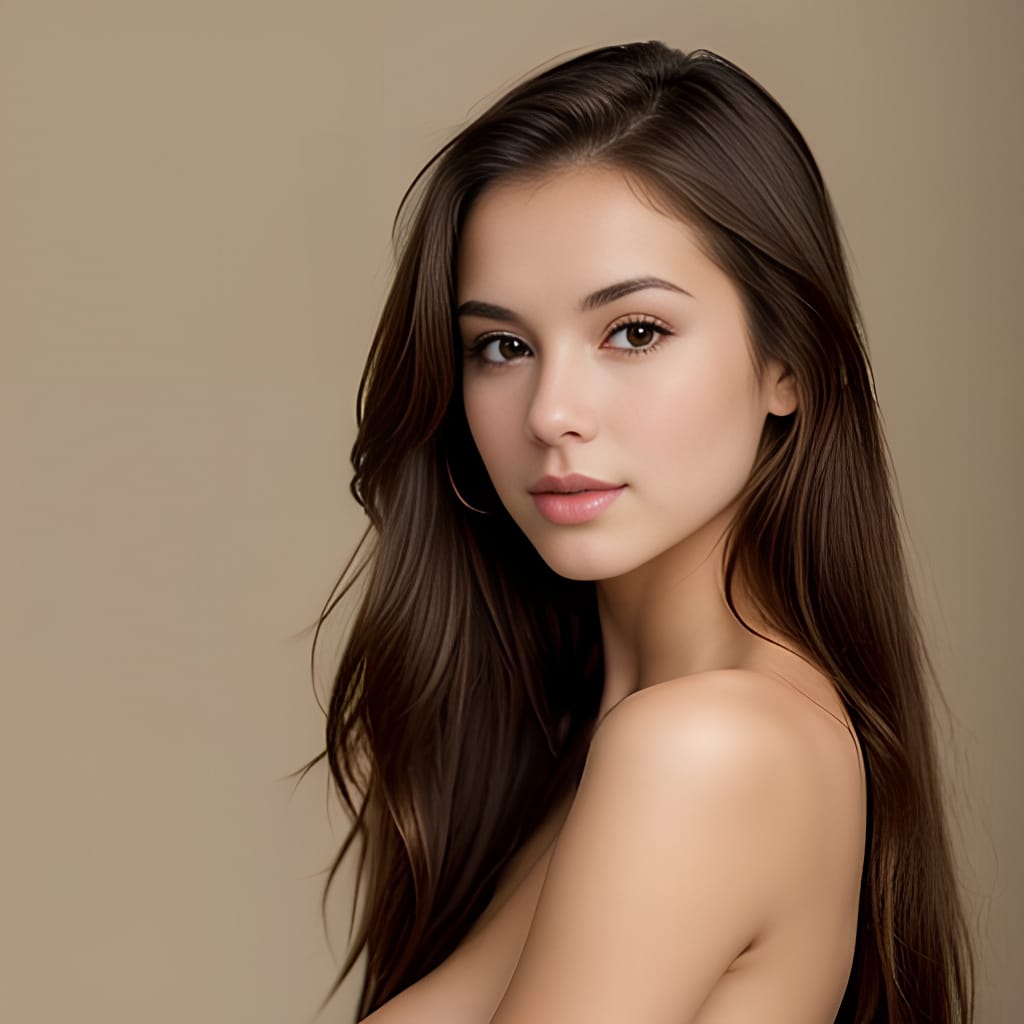 perfect boobs long hair brunette indian woman