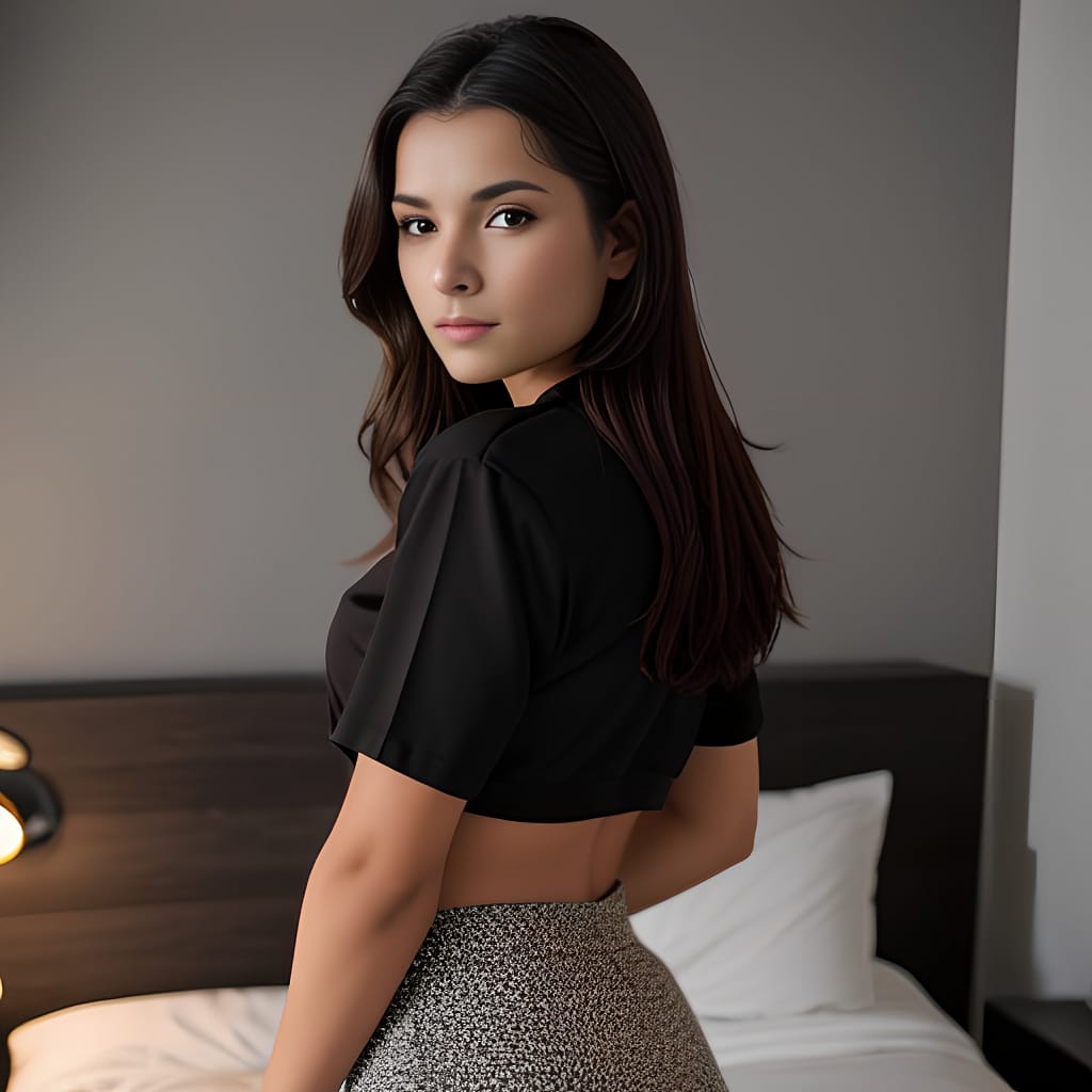 brunette detailed bedroom woman back middle eastern mini skirt 
