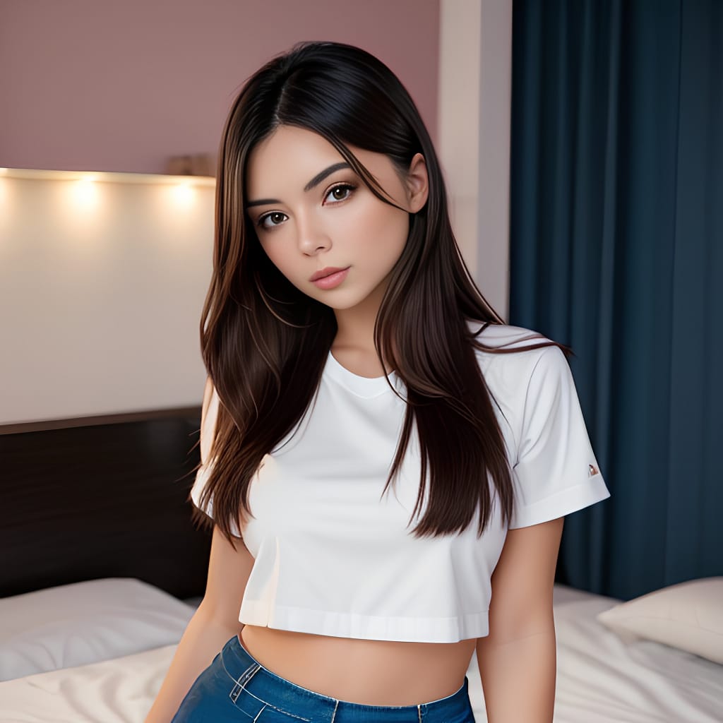 mini skirt brunette bedroom detailed middle eastern woman 