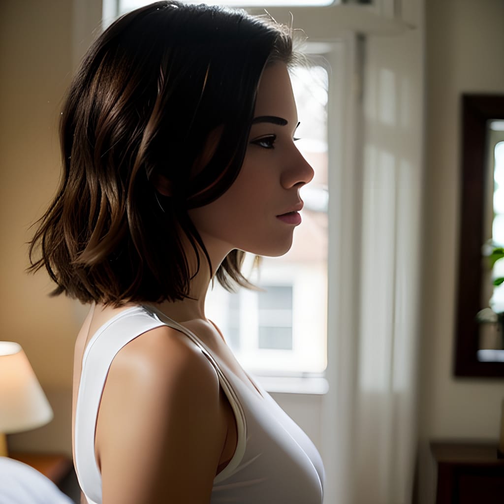 shirt side bedroom brunette middle eastern woman 