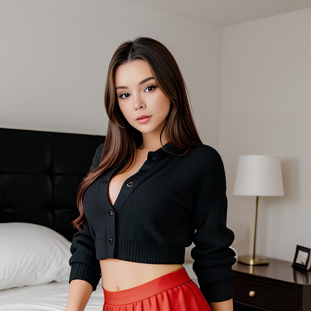 woman quality mini skirt brunette middle eastern bedroom 